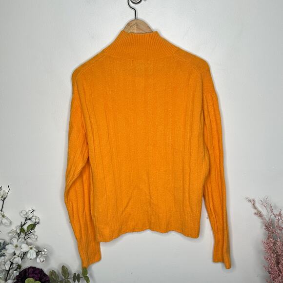 J. CREW Ribbed Mockneck Sweater in Supersoft Yarn Tangerine Orange Sz M {3N12} - Picture 3 of 6